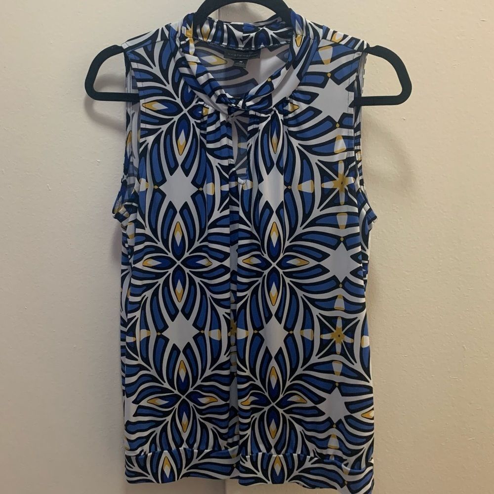 Worthington Mock Neck Sleeveless Front Keyhole Blouse